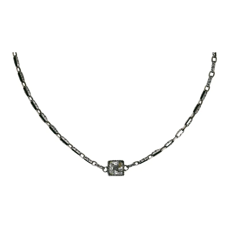 GUCCI Sterling Silver, Synthetic Crystal Necklaces Unisex Silver-1