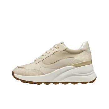 GEOX Spherica Ec13 Anti Slip And Wear Resistant Height Increasing Low Top Casual Shoes Women's Gray White