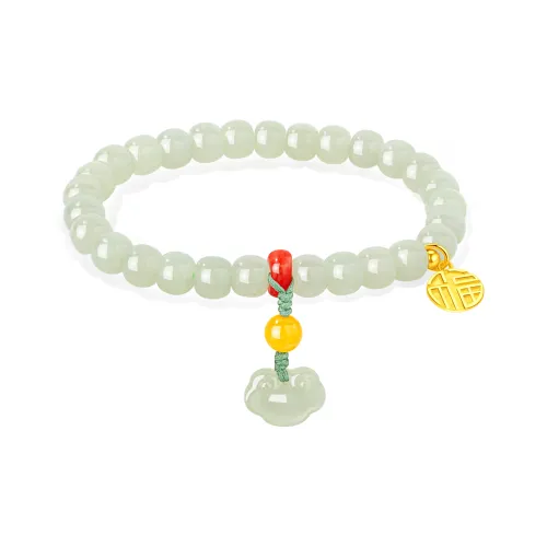 Lao Feng Xiang Hetian Jade Bracelets Green Jade Women's