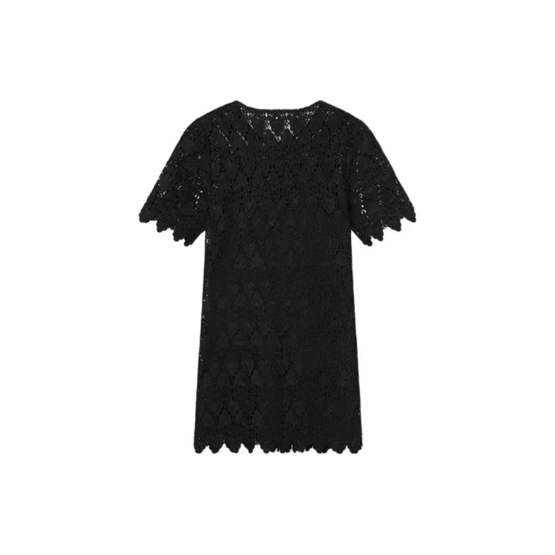 FRAME FW24 Short Sleeved Dress Women's Black-1