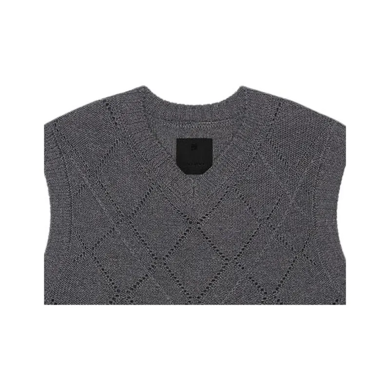 Givenchy Cropped Sweater In Wool Sweater Men's Medium Gray-4
