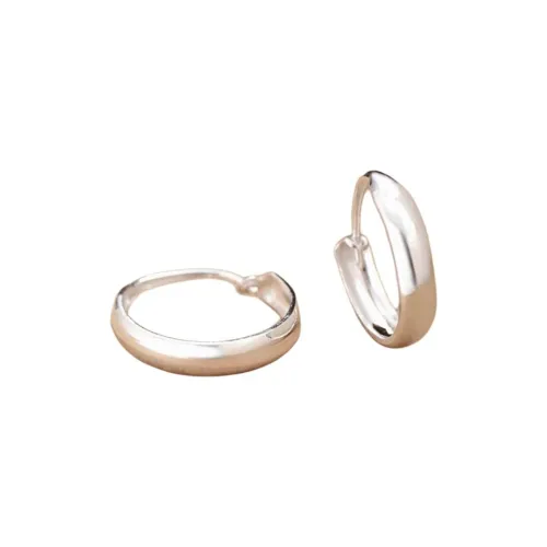 Stone Edge Poly Foot Silver 990 Sterling Silver Hoop Earrings Unisex