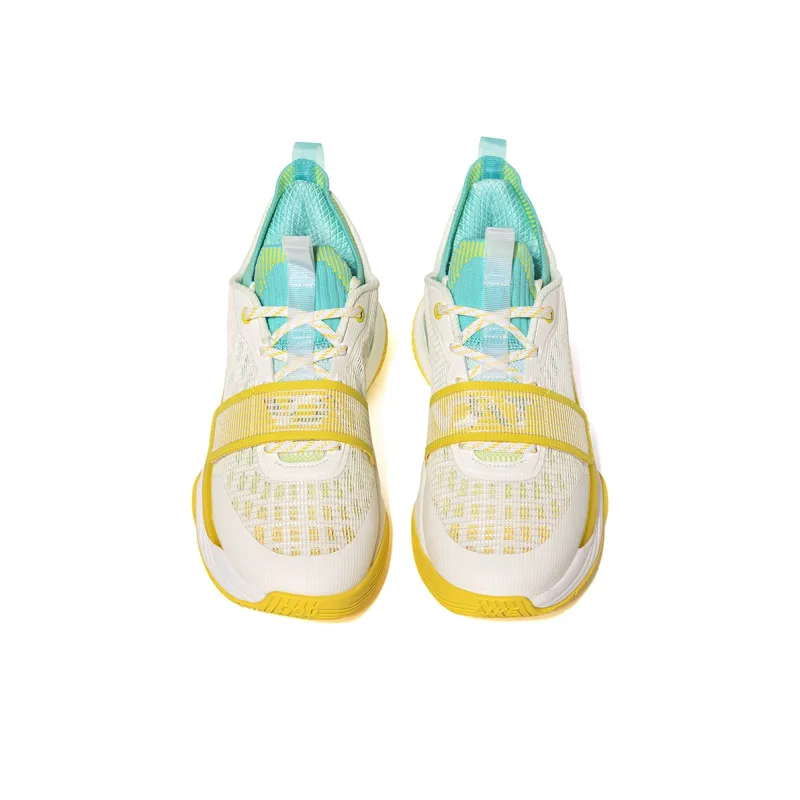 VOIT Basketball Shoes Unisex Low Top White/Yellow/Green-3