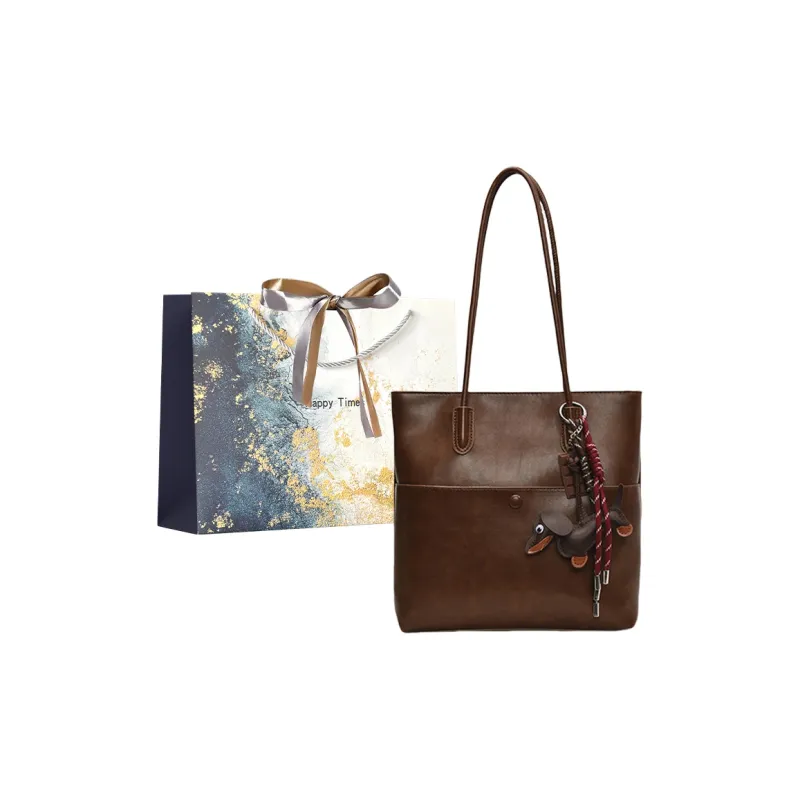 Iman's House PU Tote Bag Shopping Bag Shoulder Bags Women's Ecru/Brown/Coffee/Black-3