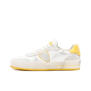 PHILIPPE MODEL Nice Low Top Skateboard Shoes Men's White Yellow Gray