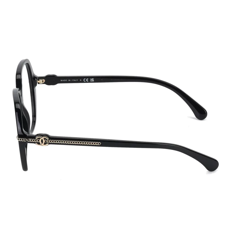 CHANEL Acetate Irregular Shape Eyeglass Frames Unisex Black-2