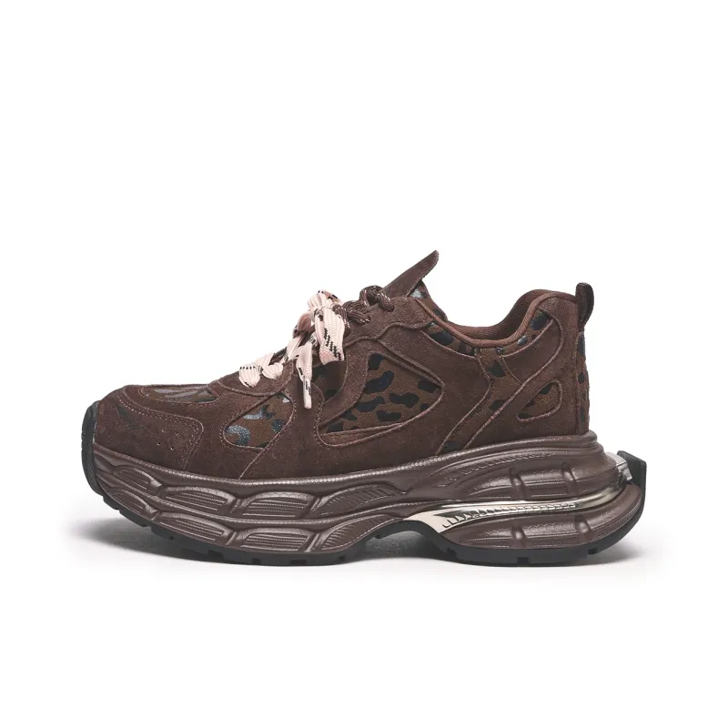 Hotwind Vintage Leopard Series Abrasion-Resistant Slip-Resistant Chunky Sneakers Women's-5