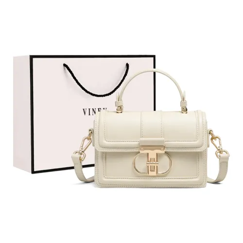VINEY Cow Leather Small Square Bag, Shoulder Bag, Crossbody Bag, Handbag Trumpets Women's Ecru
