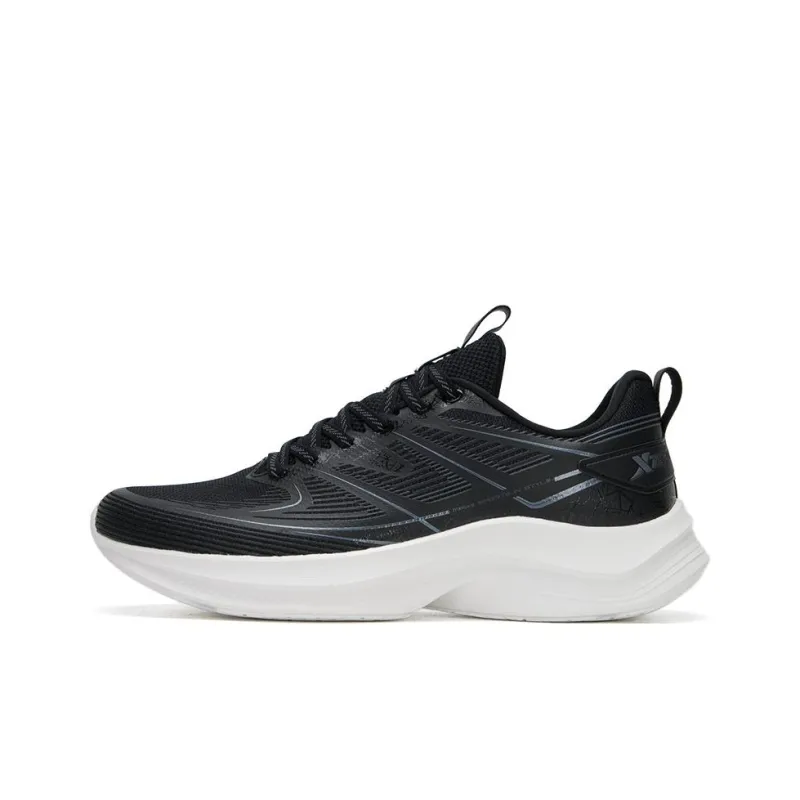 XTEP Cushioning Anti Slip And Wear Resistant Low Top Casual Running Shoes Men's Black White-0