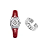 3A355 White Shell-Garnet Red Belt (Comes with: Steel Strap+Chanel Box+Shopping Bag)