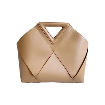 BEMIX PETS Cow Leather Tote Bag, Shopping Bag, Handbag Regular Women's Elegant Apricot