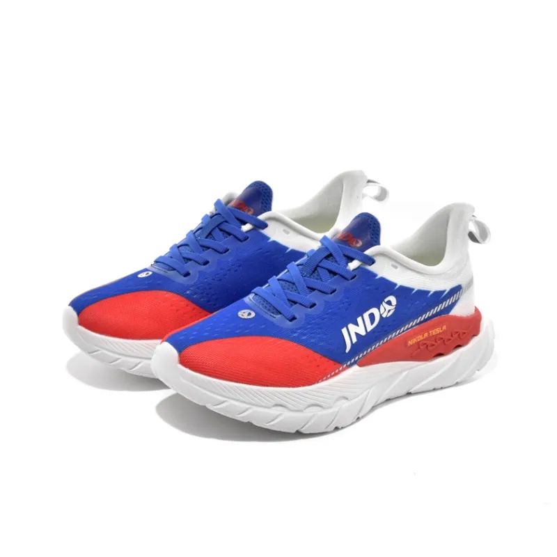 JNDO Cushioning Anti-Slip And Wear-Resistant Low-Top Tesla Valve Breathable Casual Running Shoes Unisex White Blue Red-2
