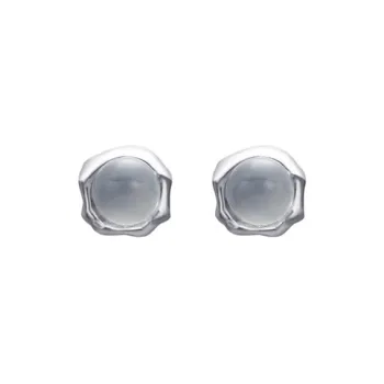 KING OF BLING 999 Fine Silver With Artificial Gemstones Stud Earrings Women's