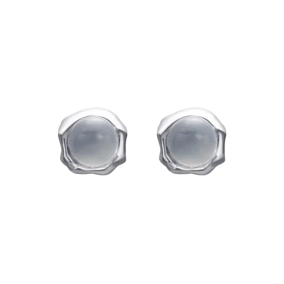 KING OF BLING 999 Fine Silver With Artificial Gemstones Stud Earrings Women's-0