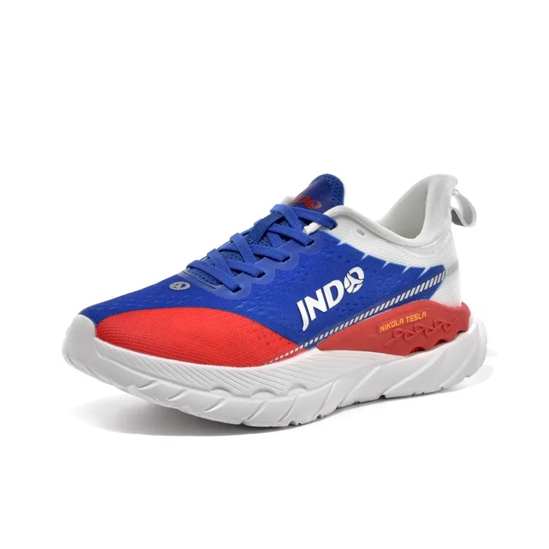 JNDO Cushioning Anti-Slip And Wear-Resistant Low-Top Tesla Valve Breathable Casual Running Shoes Unisex White Blue Red-1