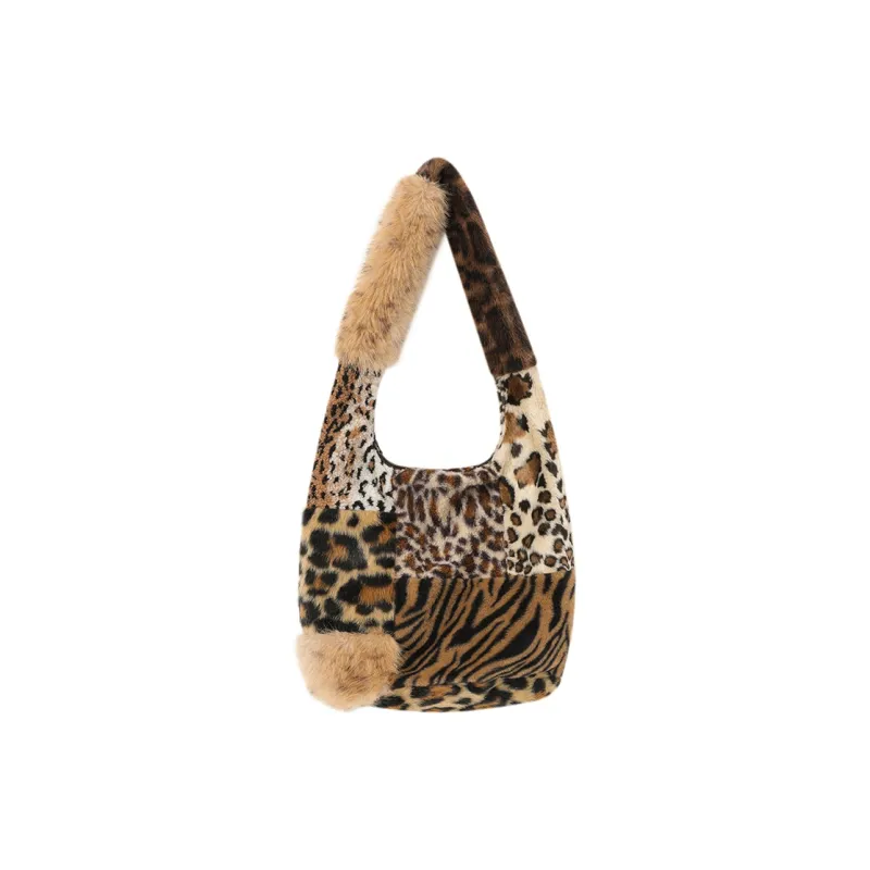 Crying Center Fabric Shoulder Bag Women's Plush Multicolor-1