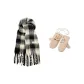 2 Pack (Knit Glove+Black White Scarf)