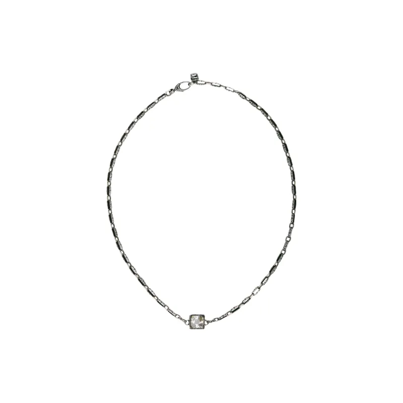 GUCCI Sterling Silver, Synthetic Crystal Necklaces Unisex Silver-2