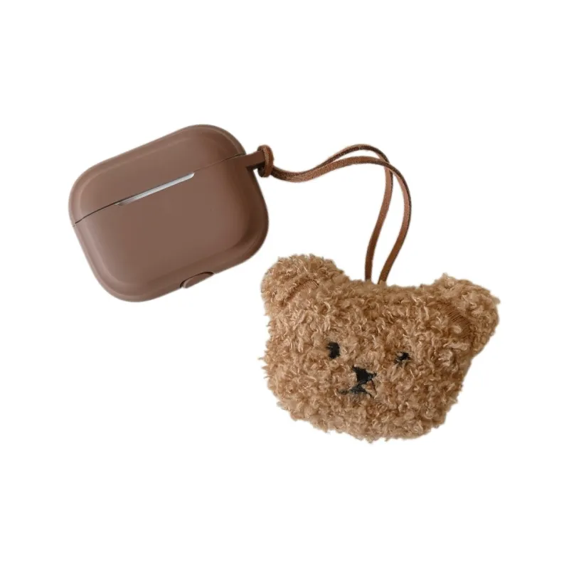 Koman Compatible With Apple AirPods 1/2/3/Pro 1/2 Generation TPU Plush Bear Pendant Headphone Cases-2