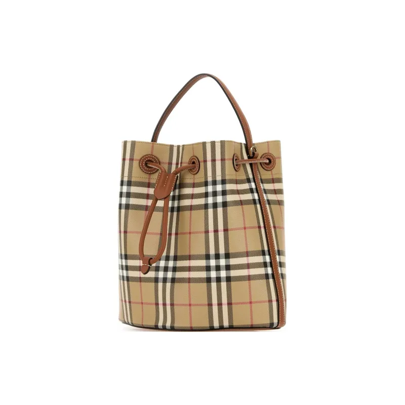 Burberry Polyurethane Bucket Bags Handbags Small Size Women's Beige & Black-5