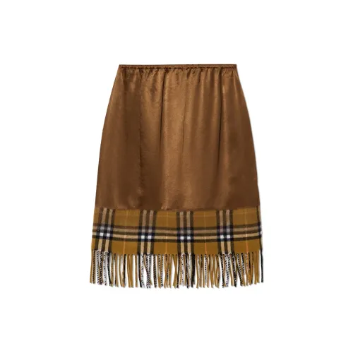 Burberry Checked Fringed Edge Skirt