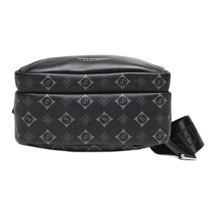 SEPTWOLVES Cow Leather Sling Bag Regular Men's Black-4