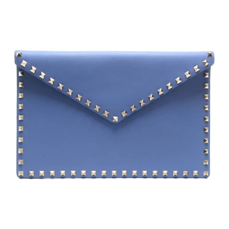 Valentino Cow Leather Clutch Women's Blue-0