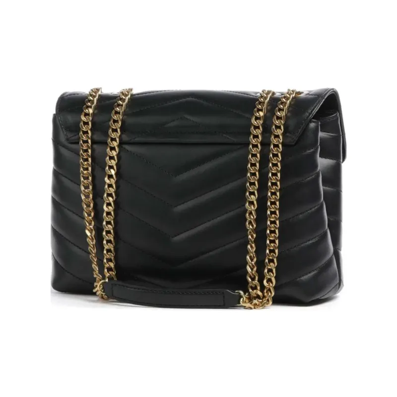 TWINSET MILANO Fine Grain Leather Shoulder Bag Women's Black-2