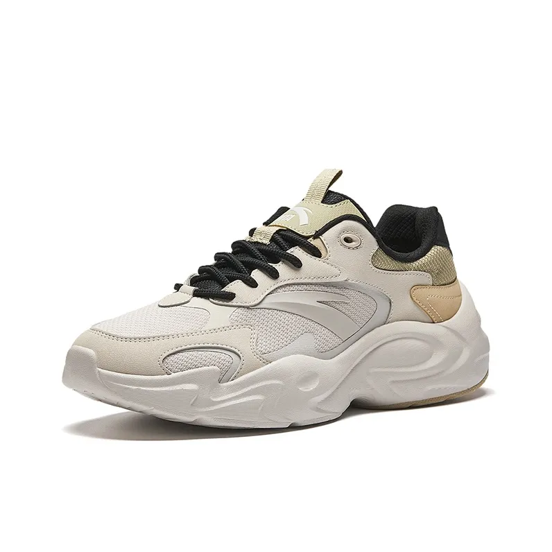Anta Travel Style Anti-Slip And Wear-Resistant Breathable Low-Top Casual Shoes Men's Beige-1