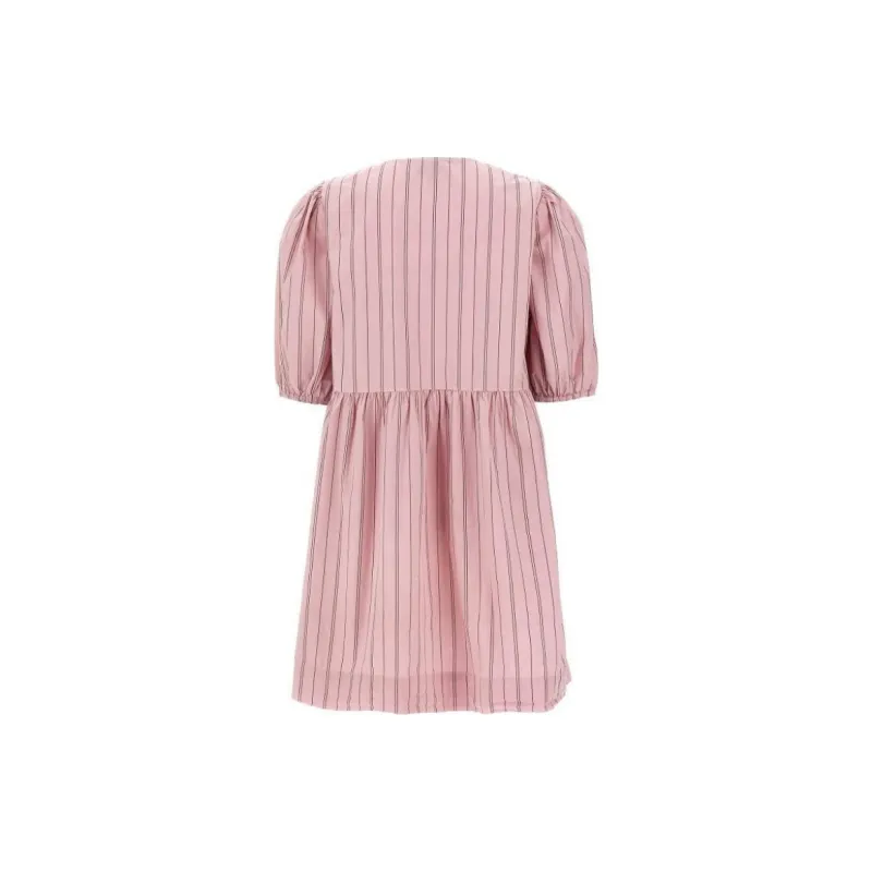 GANNI Pinstriped Bow Detailed Mini Dress-1