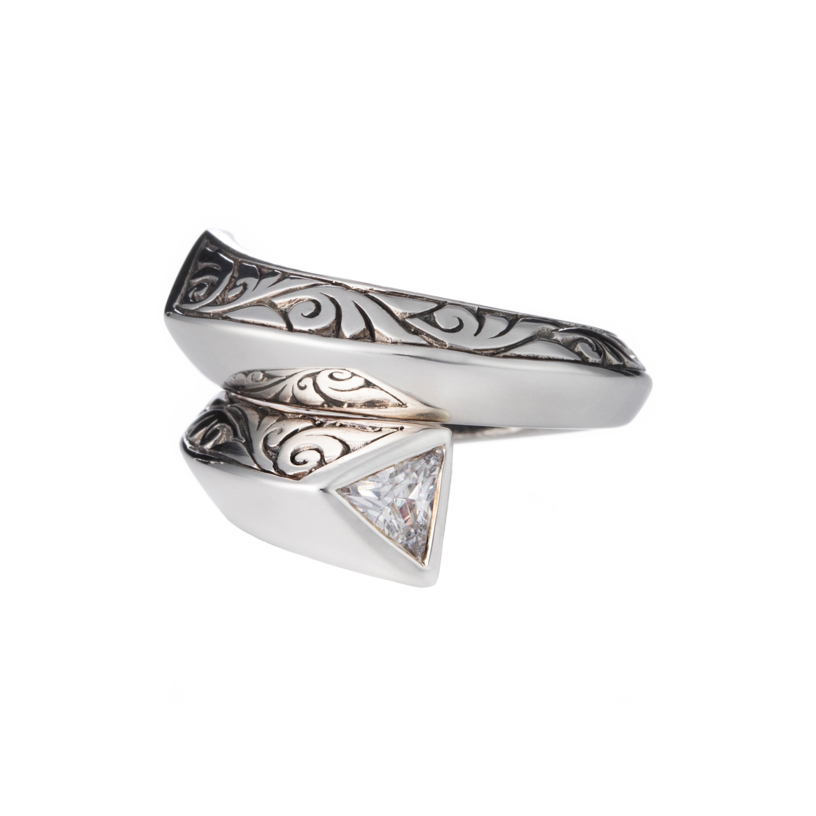 ZOCALO 925 Sterling Silver Inlay White Zircon Rings Unisex