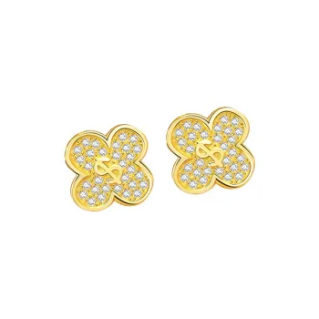 HANYUDIE 925 Sterling Silver Stud Earrings Women's Gold