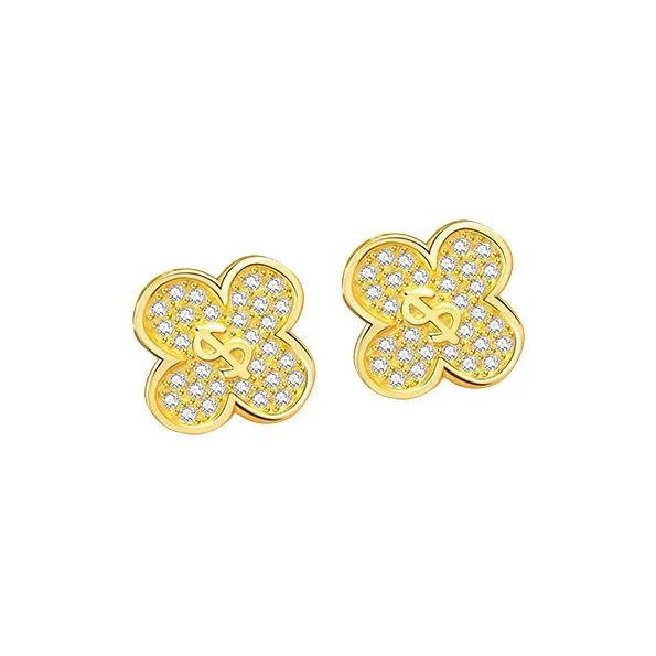 HANYUDIE 925 Sterling Silver Stud Earrings Women's Gold-0