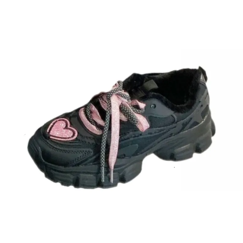 BINGO DUCK Coverage Height Increase Low Top Chunky Sneakers Women's Black-6
