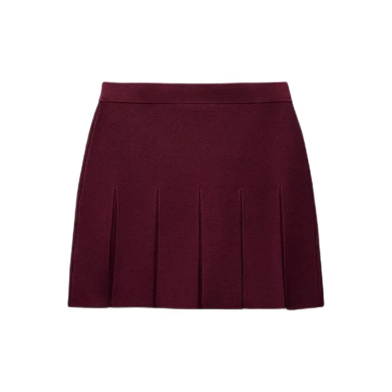 ZARA Casual Short Skirts Women's Burgundy-1