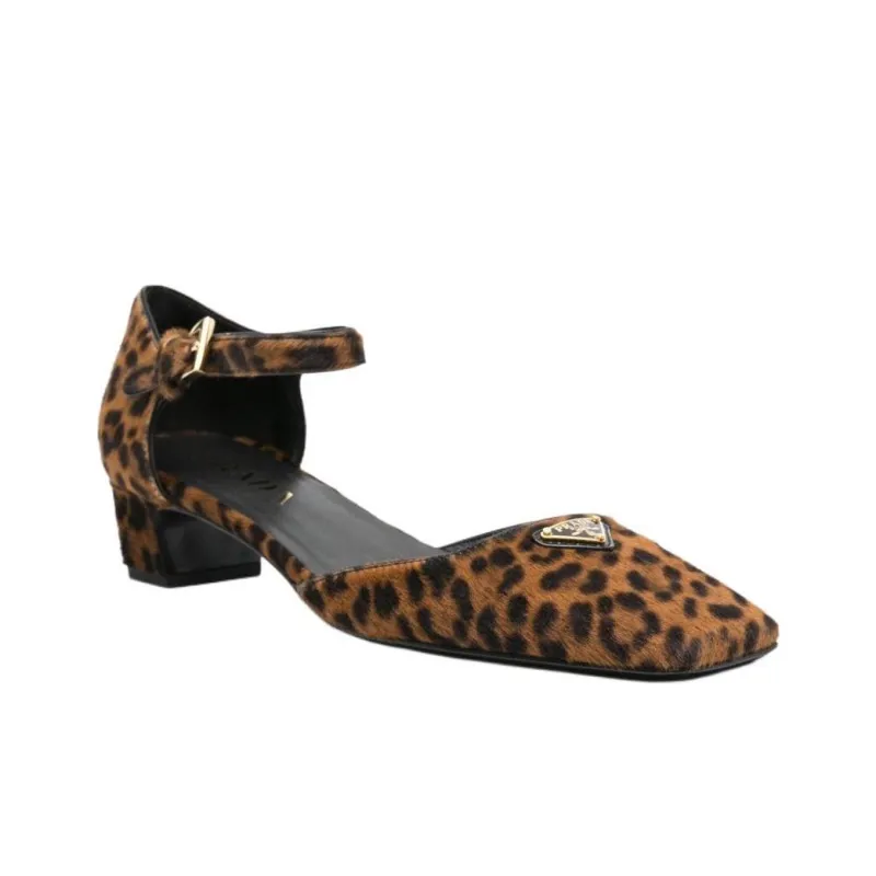 PRADA Spool Heel High Heels 3.5cm Women's Brown-2