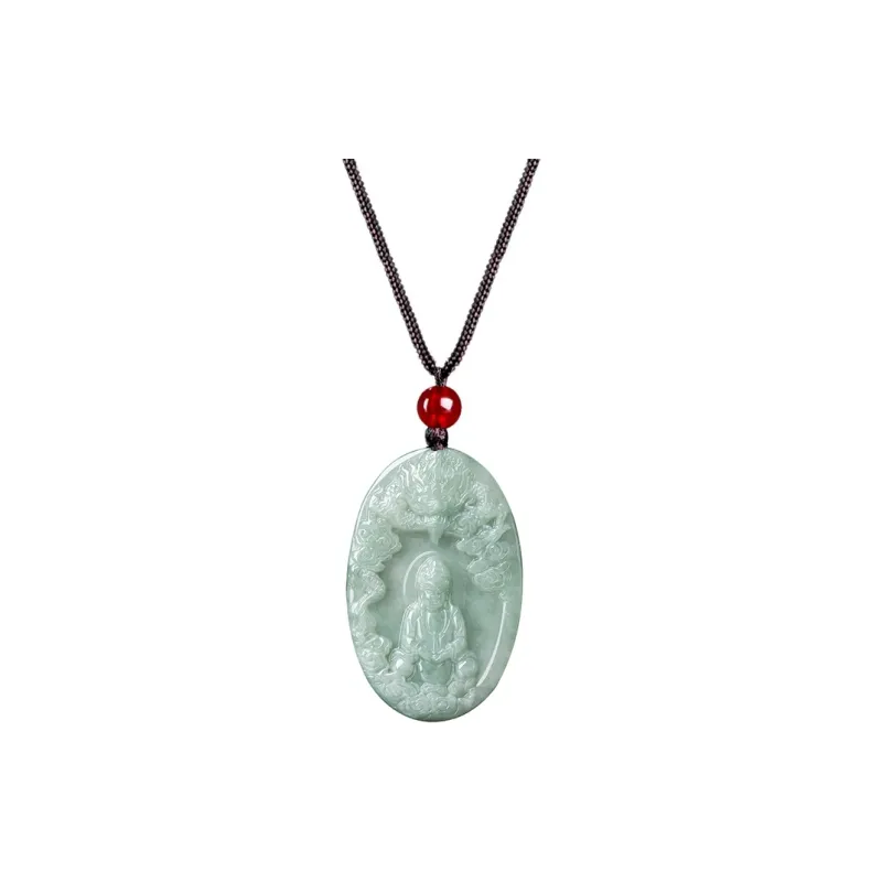 Royal Dragon Mirror Glutinous Jade Necklaces Unisex-0