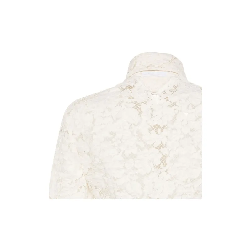 PRADA All Over Lace Detailed Long Sleeved Blouse-3