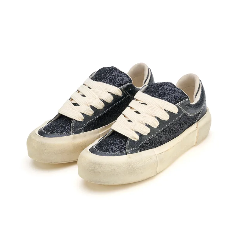 MATNUT Black, Distressed Platform Height Increasing Skateboard Shoes-2