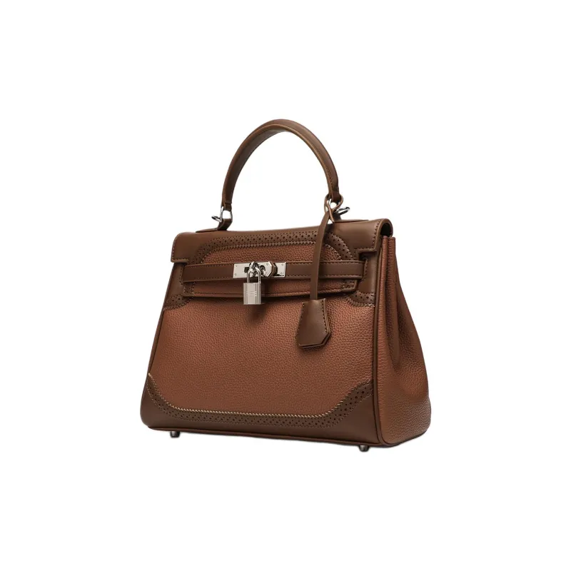 GELANNI Polyurethane Patchwork With Cow Leather Shoulder Bag Women's Brown-1