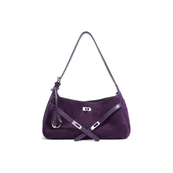 COURONNE Cow Leather Handbag, Shoulder Bag Large Size Women's Blueberry Purple