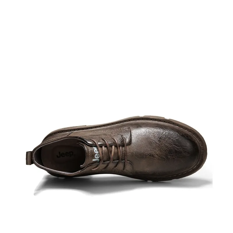 Jeep Leather Casual Shoes Men's Black-9