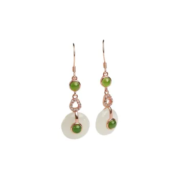 Oriental Jade Earrings White Jade Women's