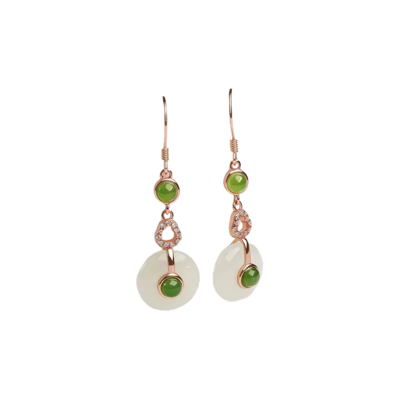 Oriental Jade Earrings White Jade Women's-0