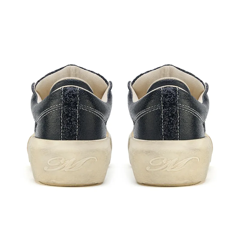 MATNUT Black, Distressed Platform Height Increasing Skateboard Shoes-4