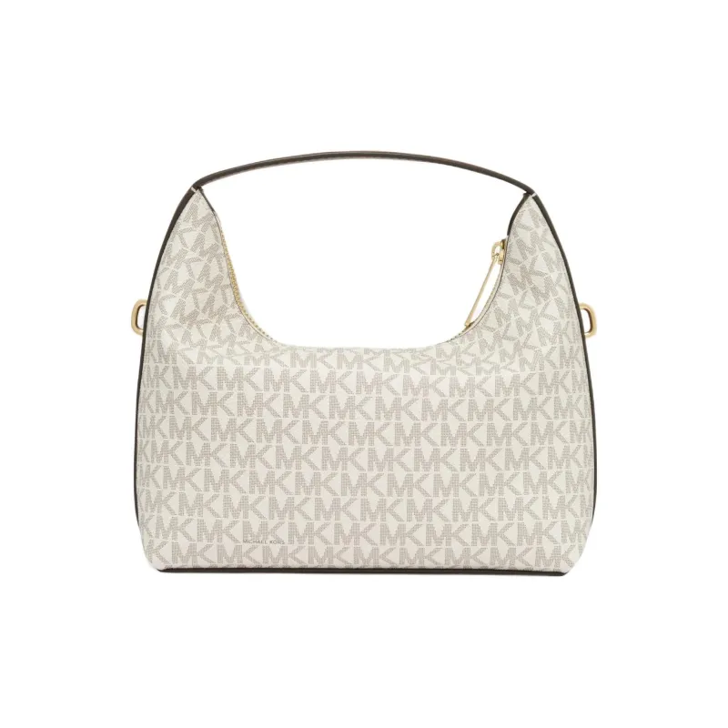 MICHAEL KORS Artificial Leather Portable Crossbody Bag, Shoulder Bag Small Size Women's Vanilla White & Acorn Brown-1