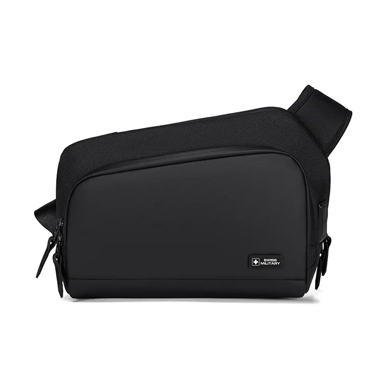 SWISS MILITARY PU With Polyester Shoulder Bag, Backpack, Crossbody Bag Regular Men's Black-0