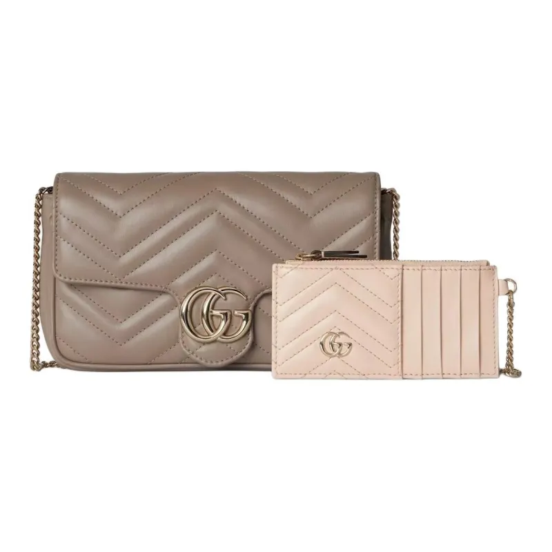 GUCCI GG Marmont Leather Crossbody Bag Shoulder Bag Mini Women's Brown-3