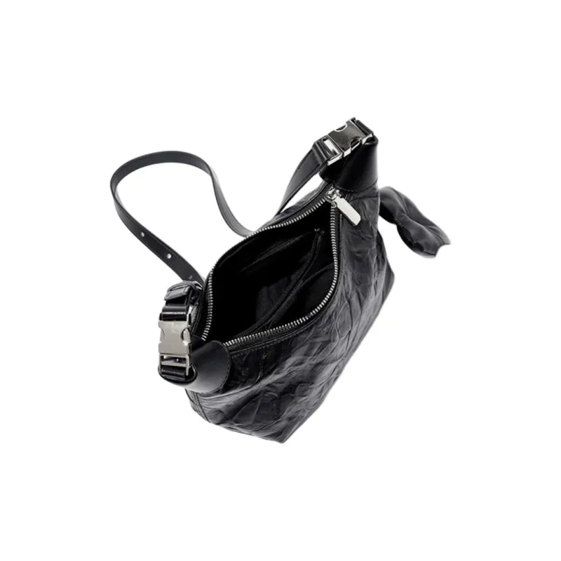 CARTELO Top Grain Cow Leather Shoulder Bag Regular Women's Black Off white-3