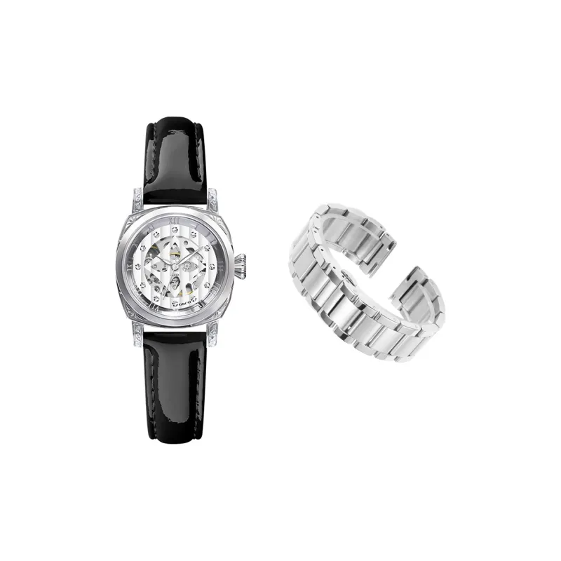 ORCO Automatic Mechanical Movement Cowhide Strap Watch Women's Watch White Dial-22
